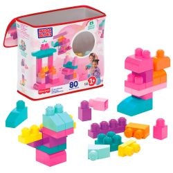MEGA BLOKS - GRAND SAC DE BLOCKS DE CONSTRUCTION 80 PIÈCES - ROSE
